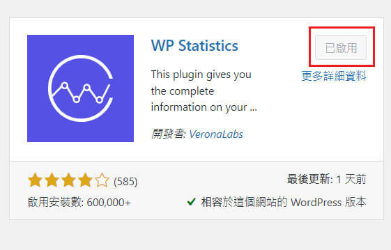 WordPress外掛 wp statistics