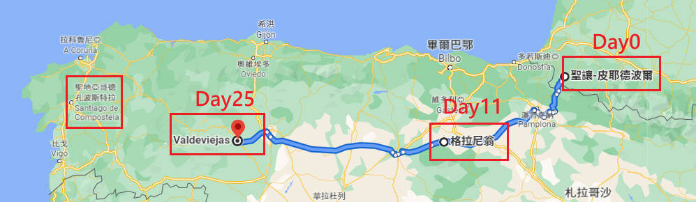 朝聖之路住宿 map of camino
