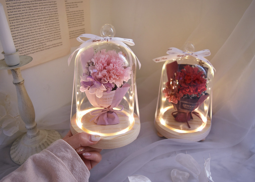 情人節創意禮物 永生玫瑰花束玻璃燈罩