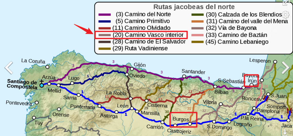 朝聖之路路線 巴斯克內陸之路 Camino Vasco del Interior 